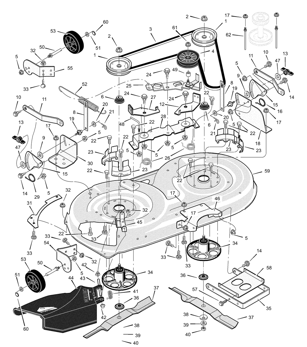 Mower Housing Diagram and Parts List for 425303X92B 2003 Briggs and Stratton Lawn Tractor